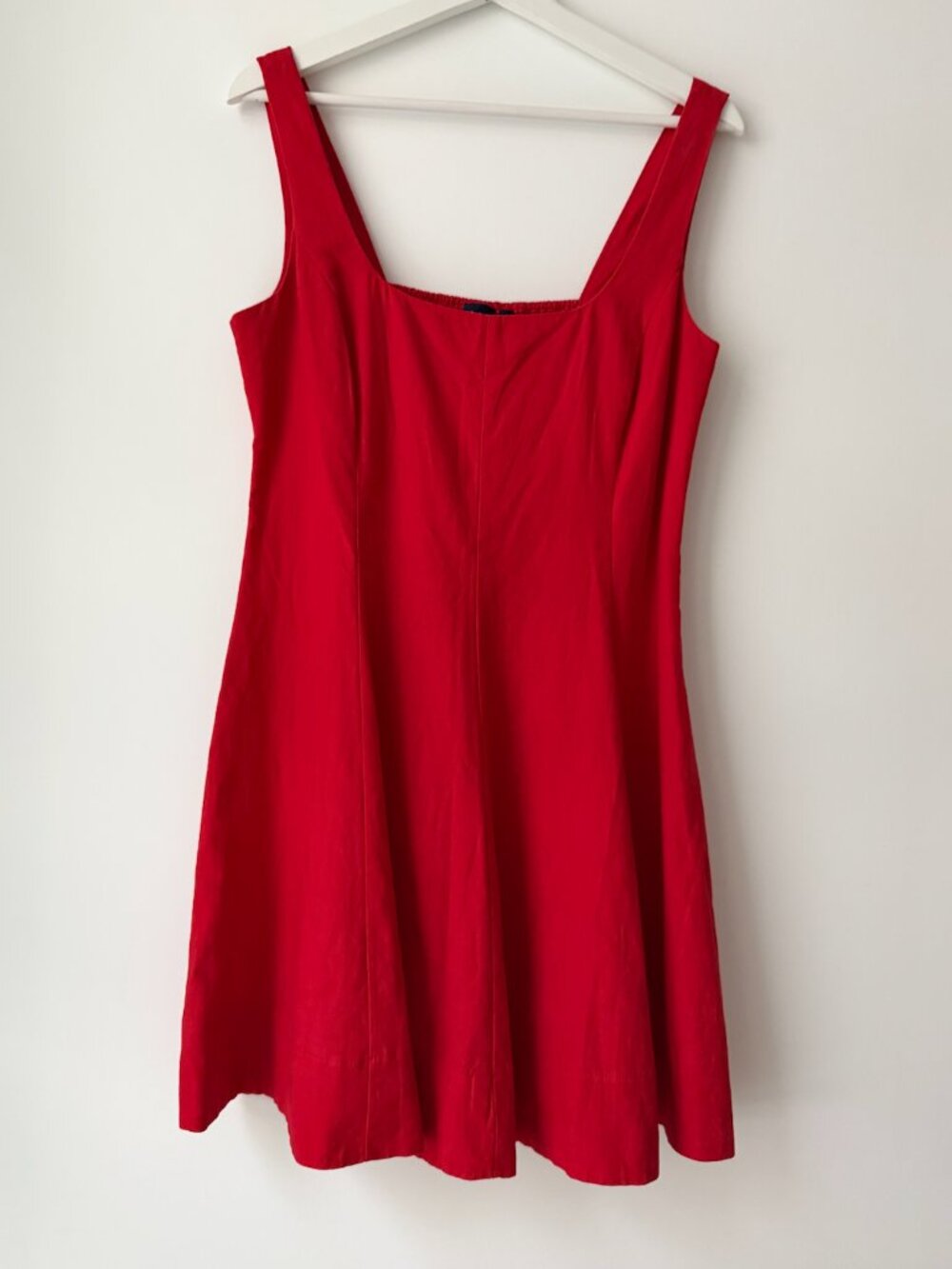 Linen-Blend Mini Dress Red size M